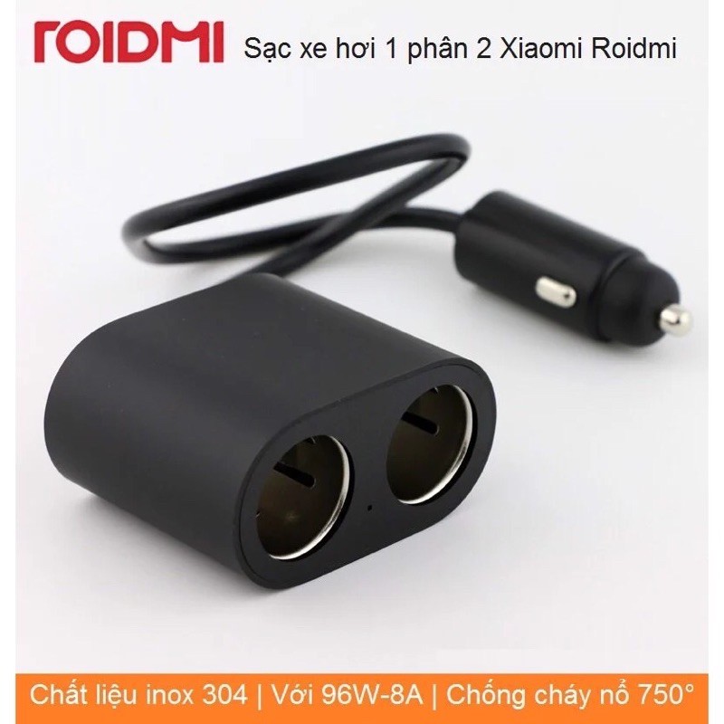 [Mã ELFLASH5 giảm 20K đơn 50K] Sạc xe hơi 1 phân 2 Xiaomi Roidmi