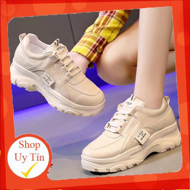 Giày sneakers nữ Rong Ye kiểu hàn quốc siêu Hot , mới nhất 2020 HAPU ( kem , trắng )