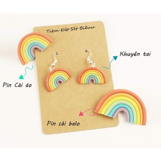 Set Pin cài áo - Pin cài balo đất sét Polymer Rainbow