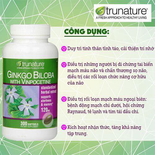 Thuốc bổ não Trunature Ginkgo Biloba giúp tăng cường trí nhớ 120mg