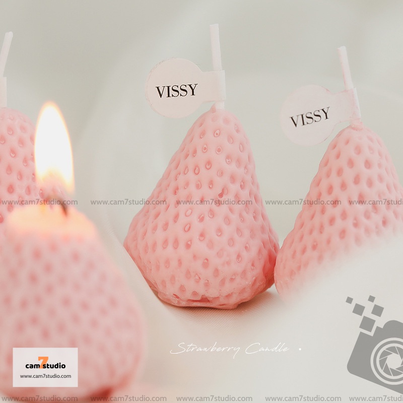 Nến Strawberry Thơm trang trí chụp hình sản phẩm, decor chụp ảnh - Cam7Studio.com