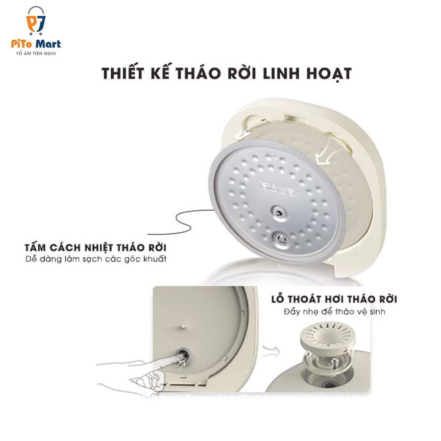 Nồi cơm điện mini đa năng BEAR SUBE015 2L nấu nhanh, nấu chậm (Nồi cơm điện tử nấu cơm, cháo, hầm, hấp, luộc ngon)