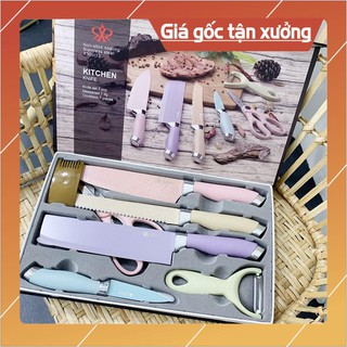 [FREESHIP-HÀNG CAO CẤP] Bộ dao kéo nạo, dụng cụ nhà bếp - 6 món(4 Dao, 1 kéo, 1 nạo), thép không gỉ, hiện đại, xinh xắn