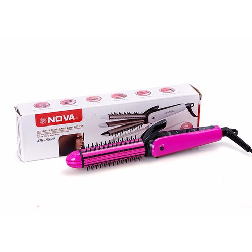 Máy Tạo Kiểu Tóc 3 Trong 1 Uốn - Duỗi - Bấm - Lược Điện Đa Năng Nova NHC - 8890