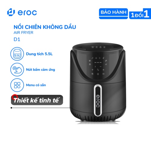 [Mã ELHADEV giảm 4% đơn 300K] Nồi Chiên Không Dầu Eroc V-D2 Chống Dính 5.5L [2 Thanh Nhiệt Trên Dưới] Bảo Hành 12 Tháng