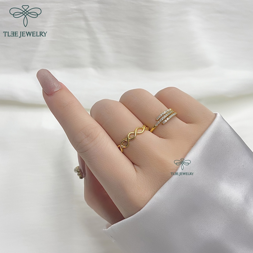 Nhẫn bạc nữ TLEE ghép mạ vàng 14k nạm đá cao cấp TleeJewelry A0133