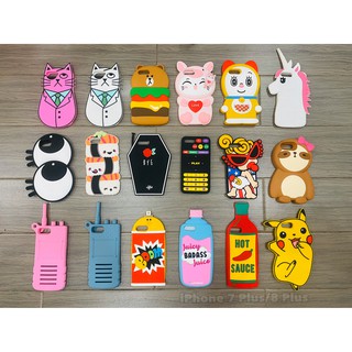 Tổng hợp (12) ốp silicon giảm giá iPhone 7 Plus/8 Plus bộ đàm-voi-khỉ-phi thuyền-hot dog-cá sấu-mickey-mèo-gấ