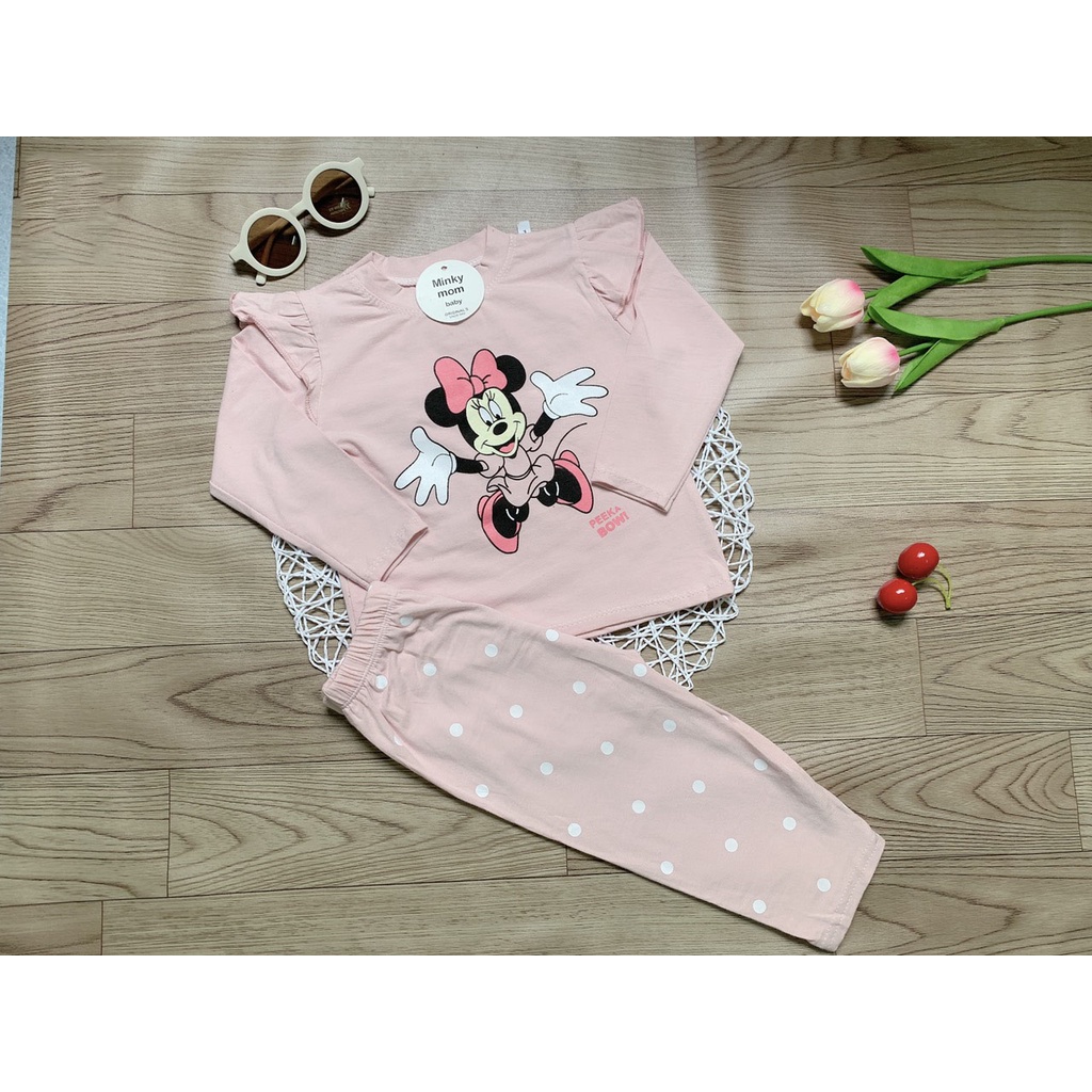 [MẪU MỚI] BỘ DÀI TAY BÈO NHÚN  MICKEY CHẤT COTTON MỀM MÁT SIÊU CUTE CHO BÉ YÊU 8-18KG. ẢNH CHỤP THẬT. VIDEO THẬT