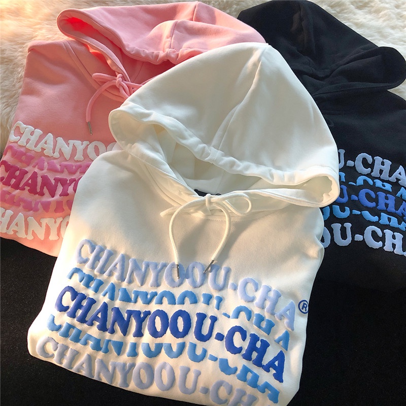 Áo hoodie ZHELIHANGFEI dài tay dáng rộng in họa tiết cá tính trẻ trung