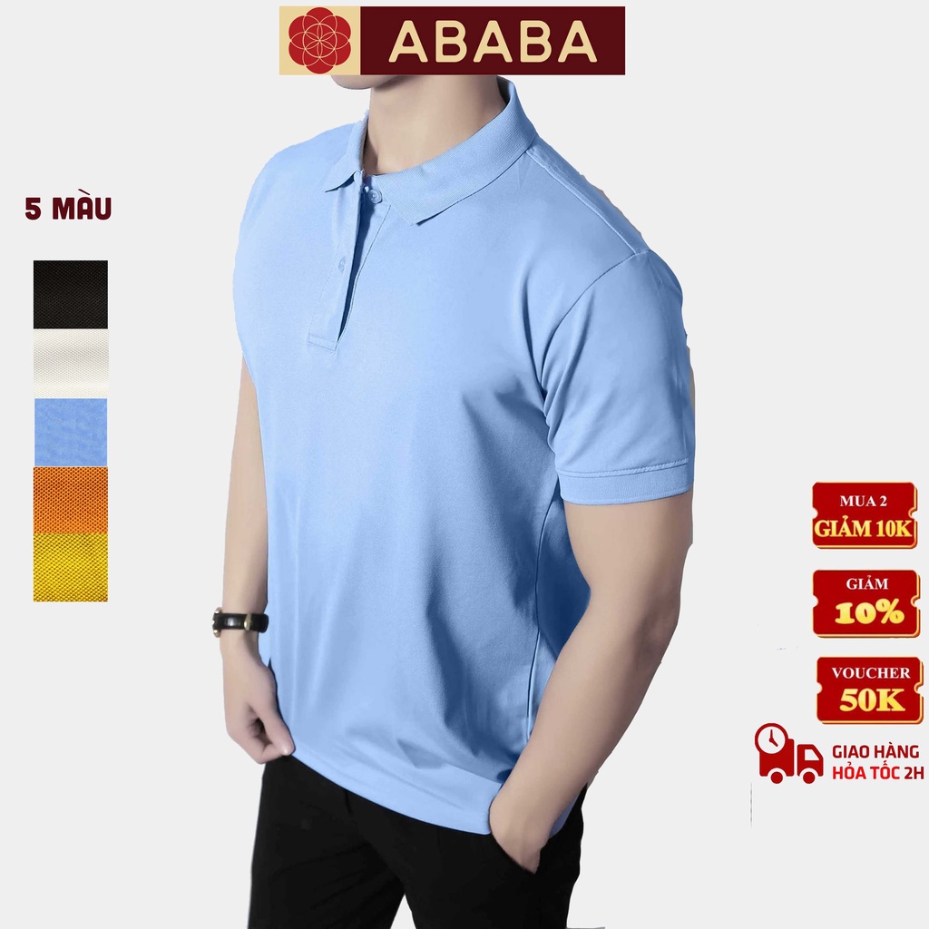 Áo polo nam cao cấp ABABA, áo thun polo nam có cổ,tay lỡ, chất liệu thoáng mát, đen trắng nhiều màu - ABA-POLO-03