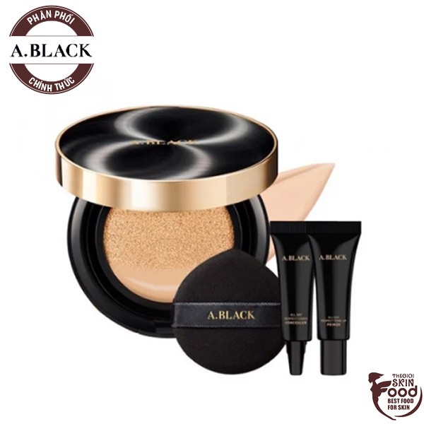 Set 3 Sản Phẩm Trang Điểm Che Phủ Cao Cho Lớp Nền Hoàn Hảo A.Black All Day Perfect Cover Cushion SPF47/PA++