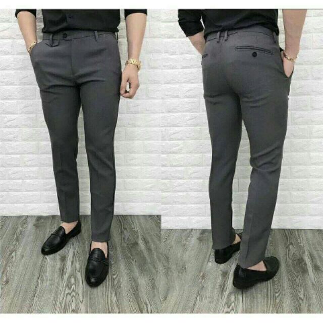 Quần âu nam vải trượt màu xám ghi cao cấp không nhăn - HT66