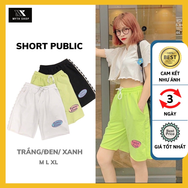 Quần Short Thun Ống Rộng PUBLIC 3 Màu Unisex Ulzzang
