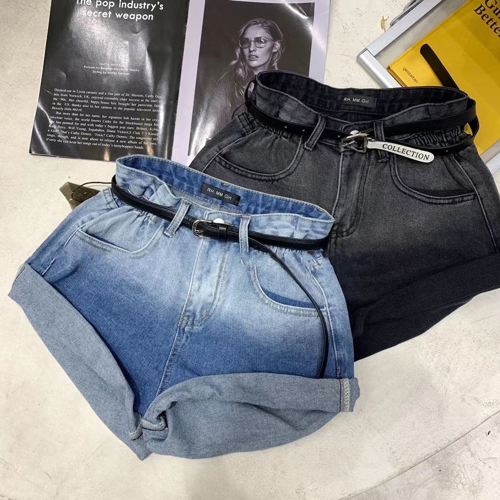 JSC Hàng Mới Về Quần Short Denim Màu Gradient Lưng Cao Dáng Rộng Thời Trang Mùa Hè Cho Nữ