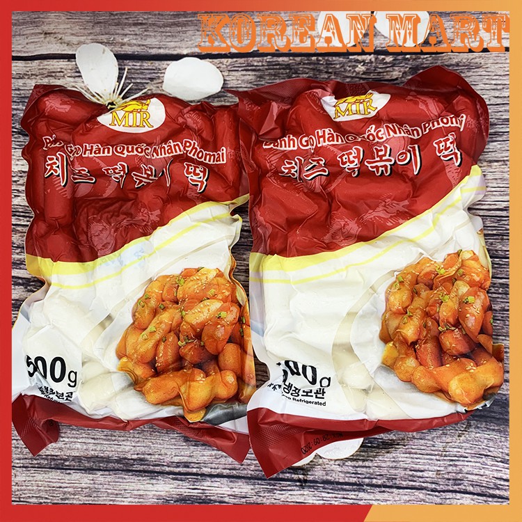 Bánh gạo phô mai Hàn quốc tokbokki Mir gói đỏ 1kg gồm 2 gói 500g