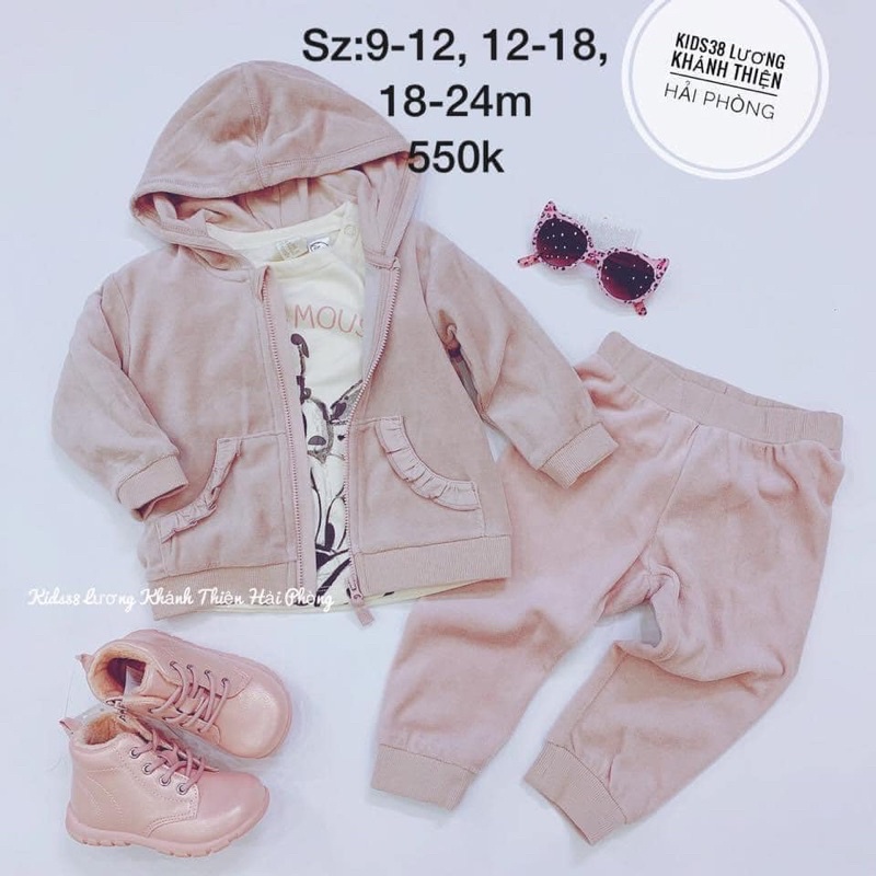 Bộ nhung H&M cho bé gái sz 4-24M