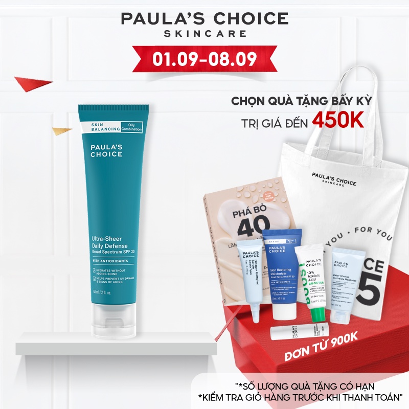 Kem chống nắng Cân Bằng tiết dầu thừa Paula’s Choice Skin Balancing Ultra - Sheer Daily Defence SPF 30 - 60ml 1560