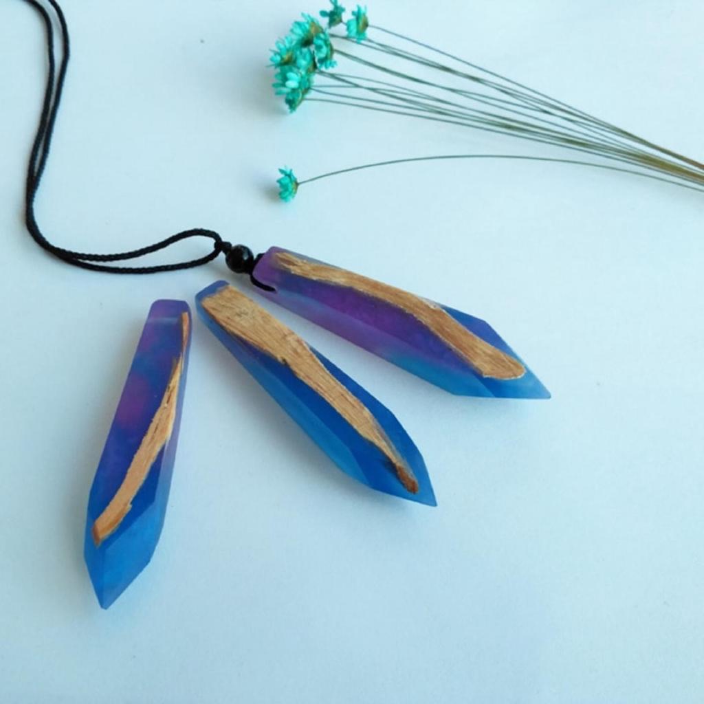 Vòng cổ may mắn dây chuyền Wood Resin nhiều màu từ gỗ tự nhiên hình con thoi