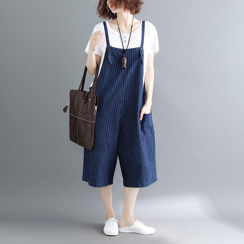 [ORDER] Yếm denim kẻ sọc bigsize (fit đến 80kg) | BigBuy360 - bigbuy360.vn