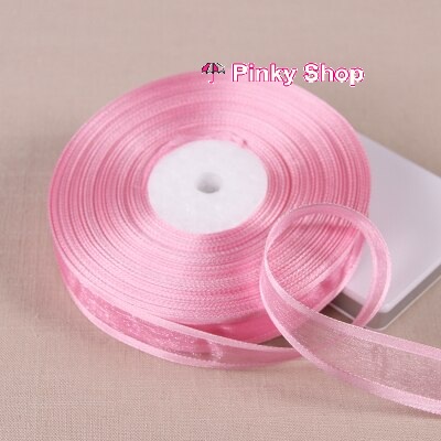 Ruy băng voan lưới có viền 2.5cm cuộn 20m giá rẻ nhiều màu làm hoa, làm nơ, phụ kiện tóc handmade Pinky Shop