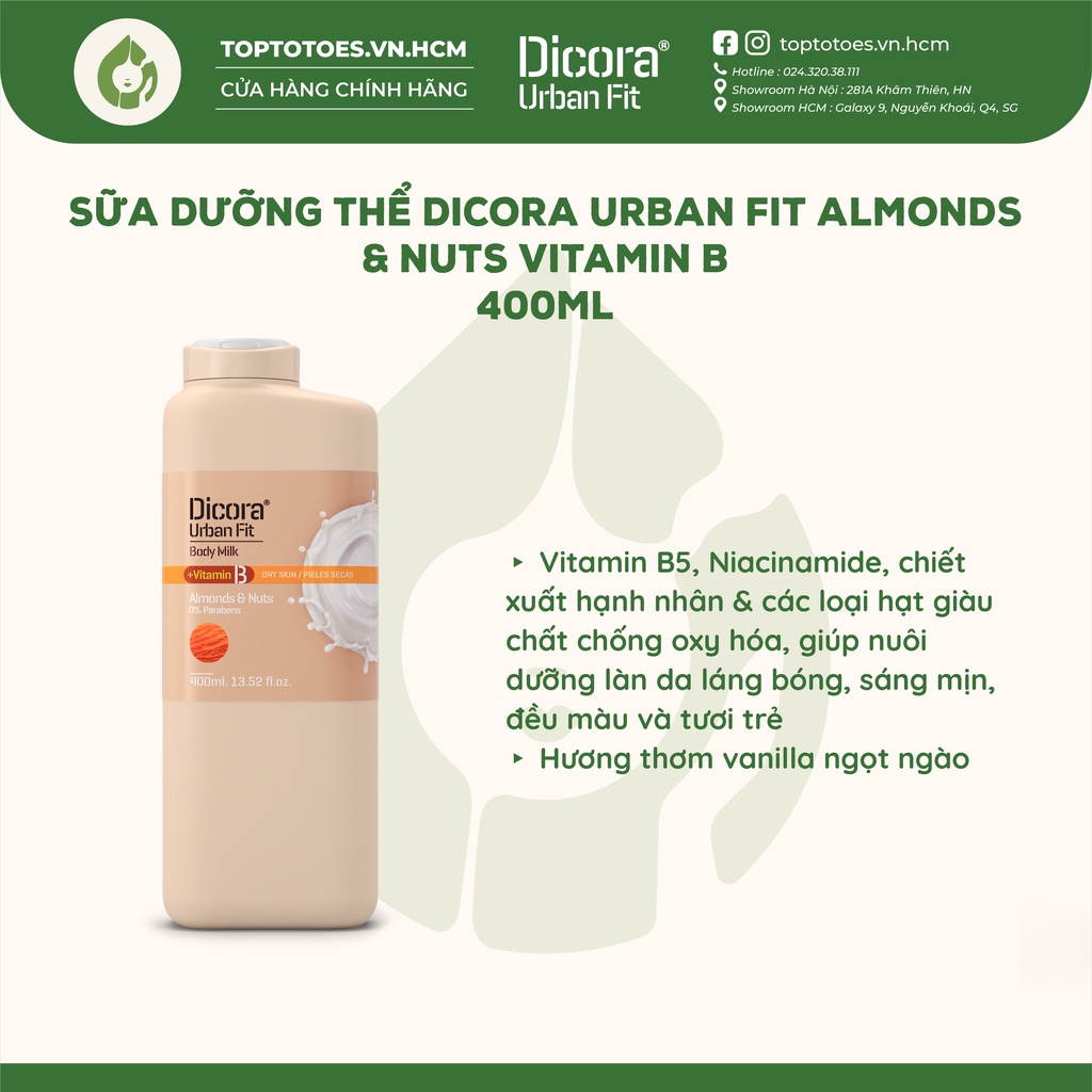 Sữa dưỡng thể Dicora Urban Fit Body Milk - 400ml [NHẬP KHẨU CHÍNH HÃNG 100%]