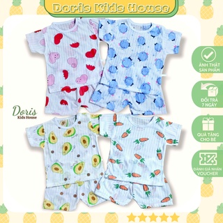 Bộ Cotton Giấy cộc tay và ba lỗ mềm mát in hình dễ thương cho bé trai bé gái 5-15kg Doris Kids House