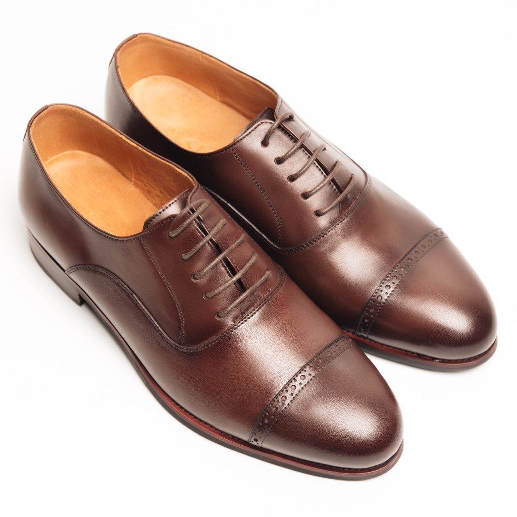 Giày Tây Cao Cấp Charles Captoe Oxfords - Da Bò Ý Lót Trong Da Bò Mộc - Thương hiệu Be Classy