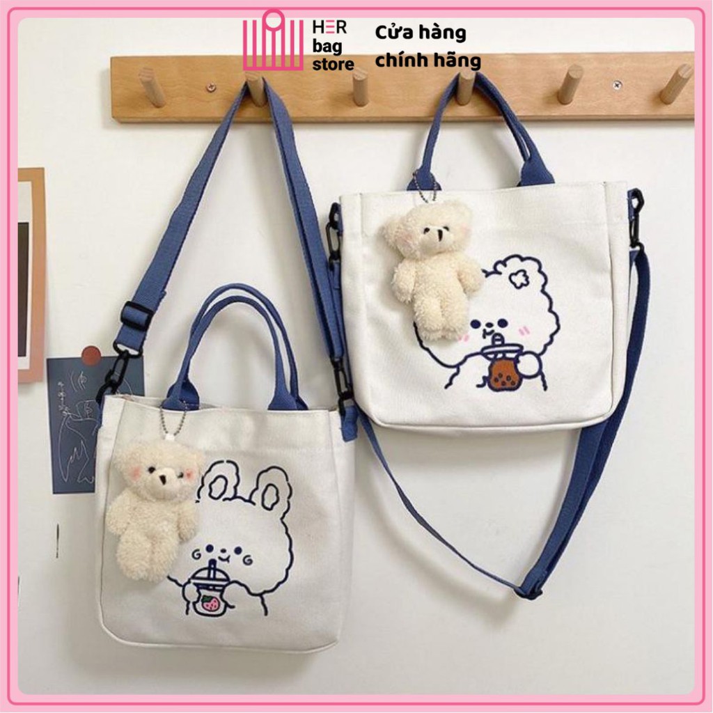 [Vải LOẠI 1] Túi vải canvas Cặp NỮ đeo chéo thời trang cao cấp Nhật Hàn siêu xinh giá rẻ HB090