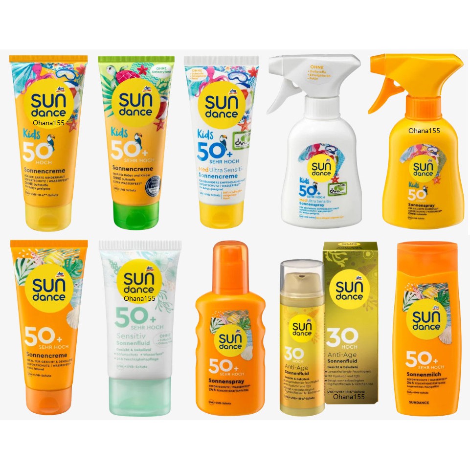 Kem chống nắng Sundance SPF50+ đủ loại của Đức