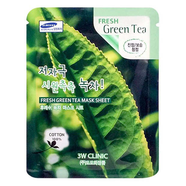 Mặt Nạ Giấy 3W Clinic Fresh Green Tea Mask Sheet 23ml