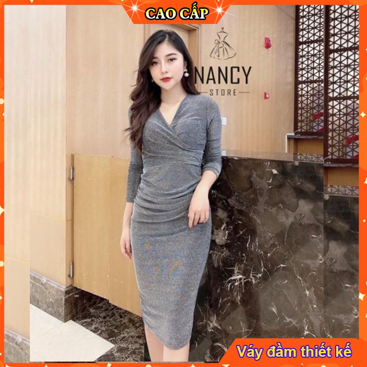 ∏❣Váy đầm nữ body sang chảnh dự tiệc, công sở nhũ cổ tim nhún éo chất vải Umi Hàn cao cấp Nancy A12