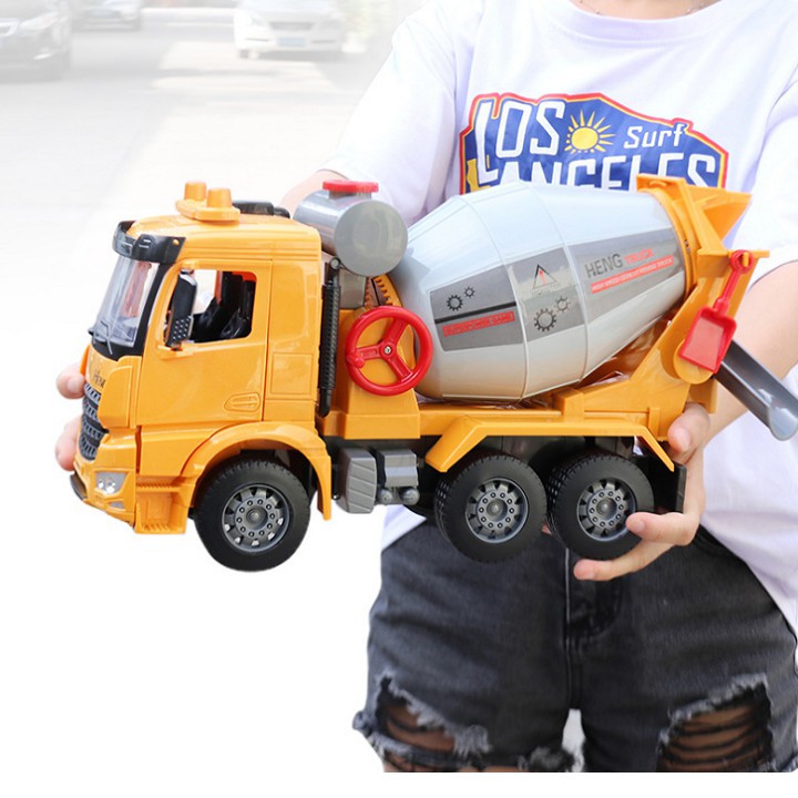 Xe chở bê tông cỡ lớn đồ chơi trẻ em bằng nhựa cao cấp xe có tay xoay thùng trộn âm thanh và đèn