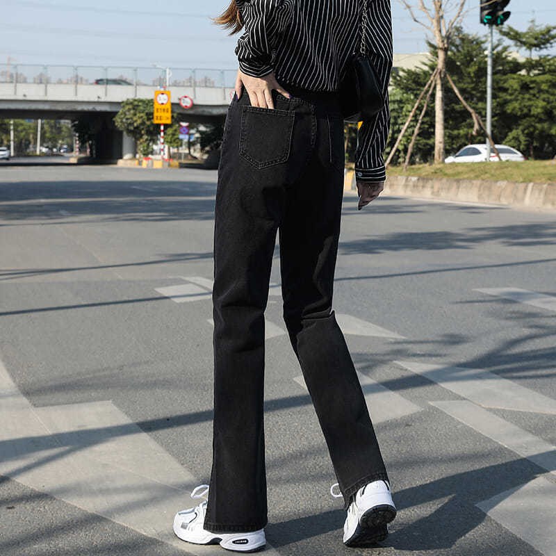 Đen Quần Jean Dài Ống Rộng Lưng Cao Xẻ Tà Thời Trang Cá Tính Cho Nữ | BigBuy360 - bigbuy360.vn