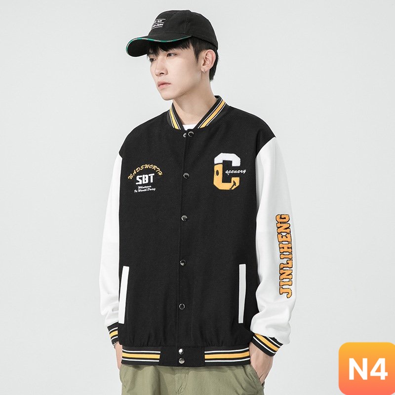 Áo khoác bomber nỉ nam nữ form rộng kiểu dáng bóng chày màu đen LAVADO9 nhiều mẫu mới đẹp