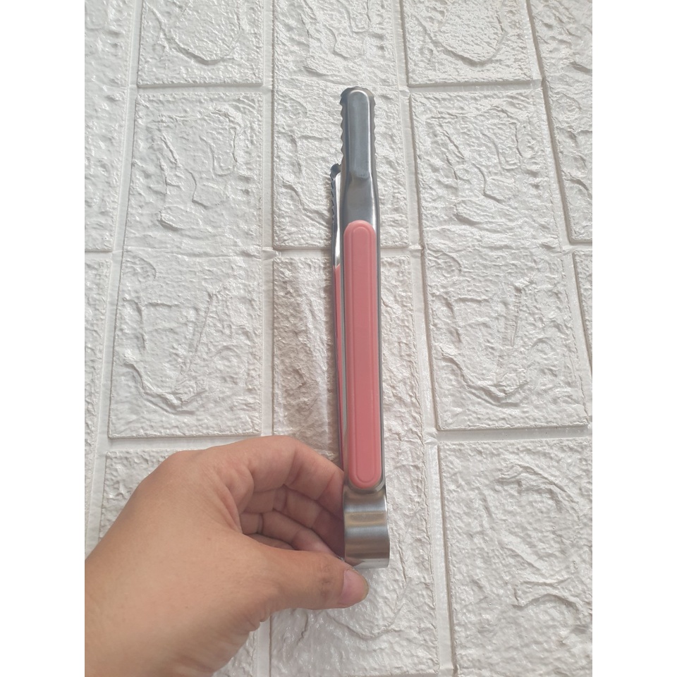 Kẹp gắp thức ăn, kẹp lấy đá Inox có cán nhựa loại đẹp KT: 20cm x1.5cm (ảnh thật)