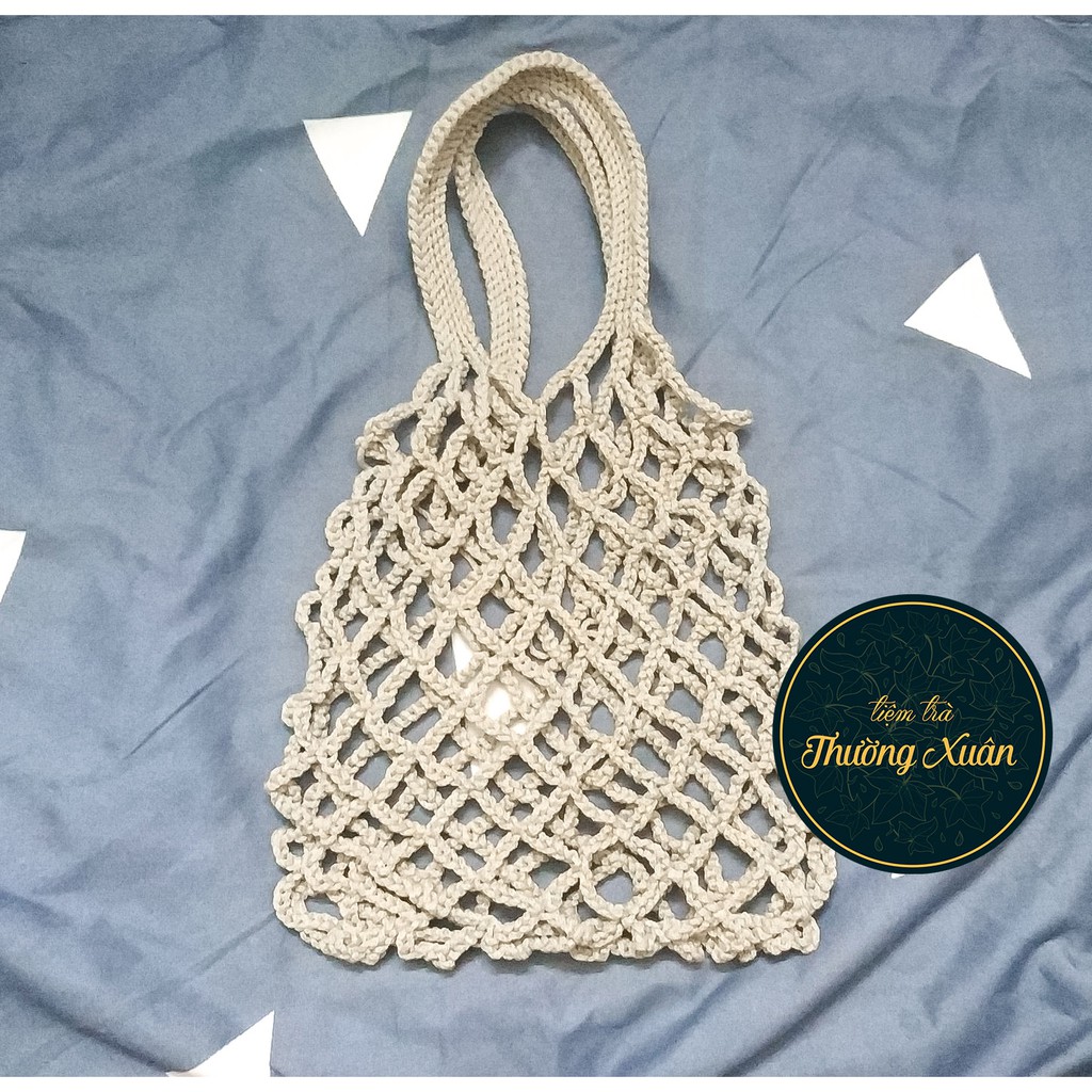 Túi đựng bình giữ nhiệt lưới thoi nhiều màu nhiều kích thước đan handmade