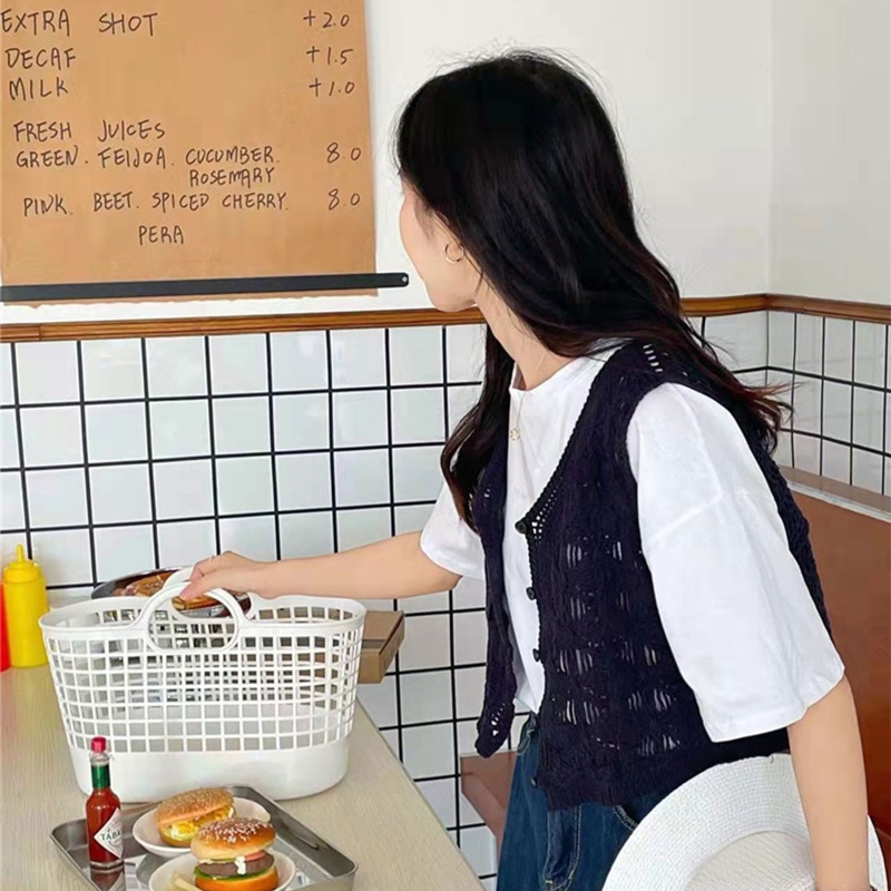 Brroa Áo Croptop Dệt Kim Không Tay Họa Tiết Hình Học Phối Nút Xuống Phong Cách Boho Mùa Xuân Hè Cho Nữ