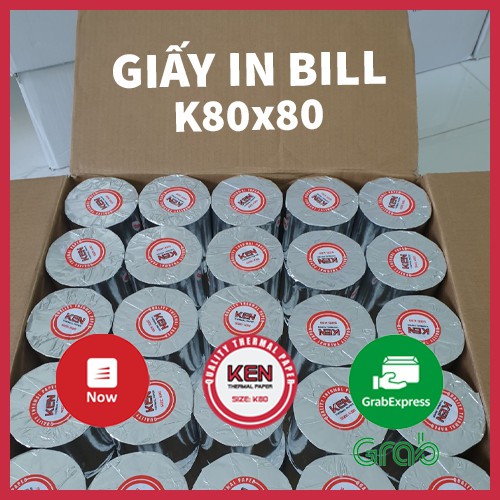 50 cuộn giấy in nhiệt - giấy in bill - giấy in hóa đơn khổ K80x80mm chính hãng