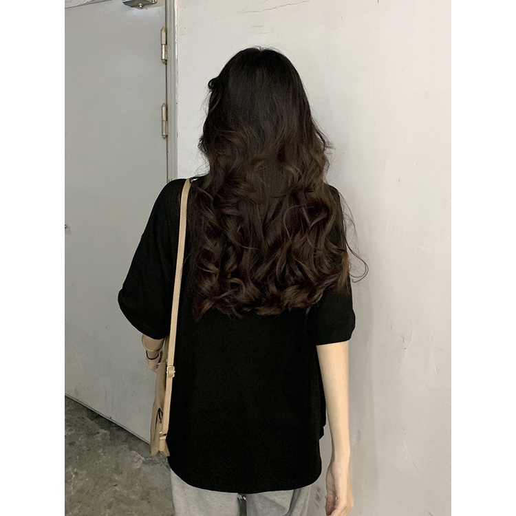 ZHELIHANGFEI Áo Thun Tay Ngắn Dáng Rộng In Hình Chú Heo Dễ Thương Phong Cách Hàn Quốc