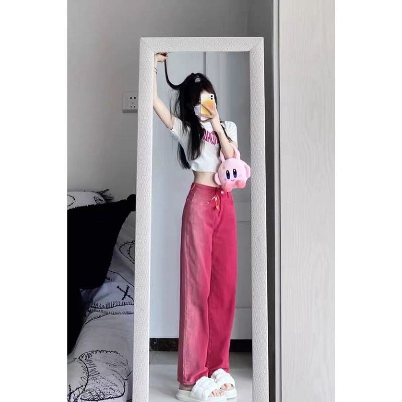 ZHELIHANGFEI Quần Jean Dài Lưng Cao Dáng Rộng Màu Gradient Thời Trang Cá Tính Trẻ Trung