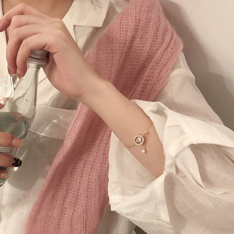 Vòng Tay Đính Đá Zircon Hình Trái Tim Đơn Giản Phong Cách Hàn Quốc Cho Nữ