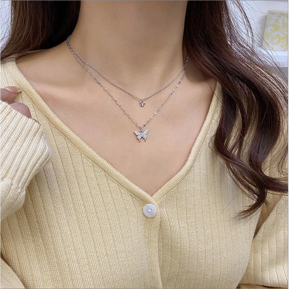 Kilii Vòng cổ Mặt Bướm Đôi Thanh Lịch Cho Nữ