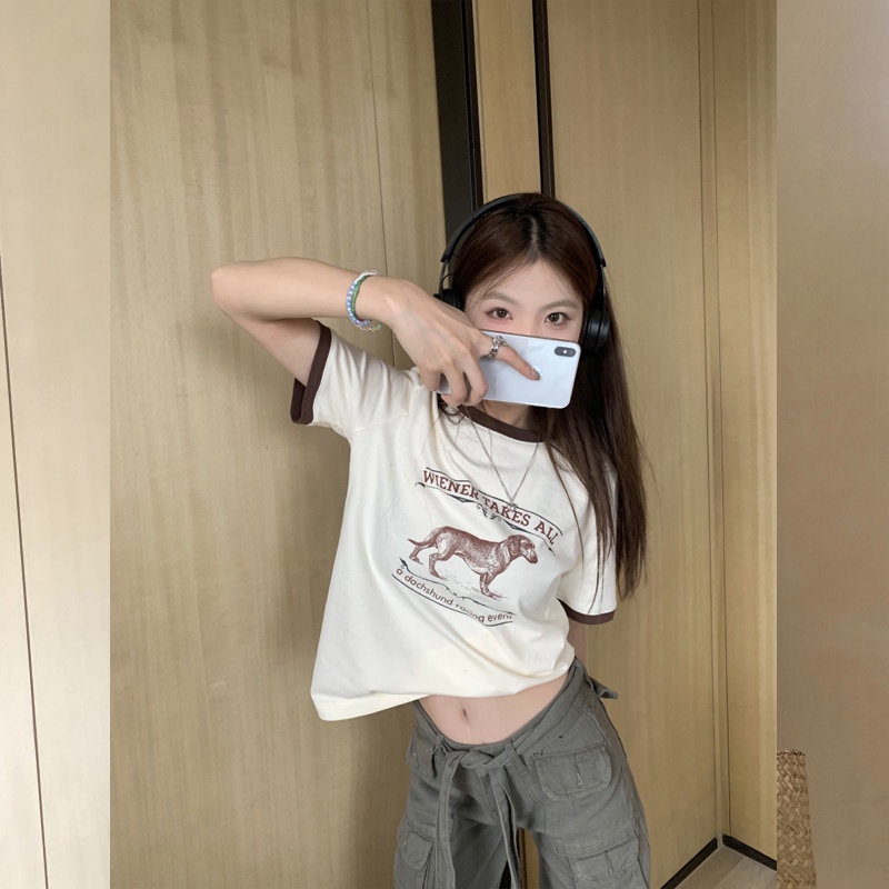 ZHELIHANGFEI Áo Thun Tay Ngắn Dáng Rộng Màu Sắc Trẻ Trung Dễ Phối Đồ