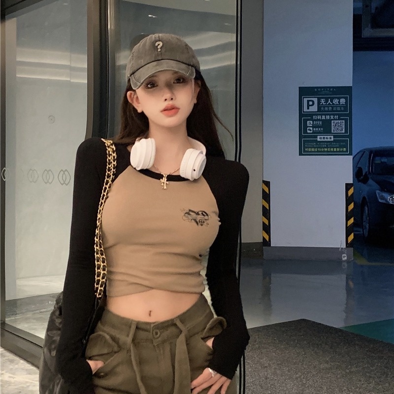 ZHELIHANGFEI Áo Thun Tay Dài Màu Sắc Thời Trang Dành Cho Nữ