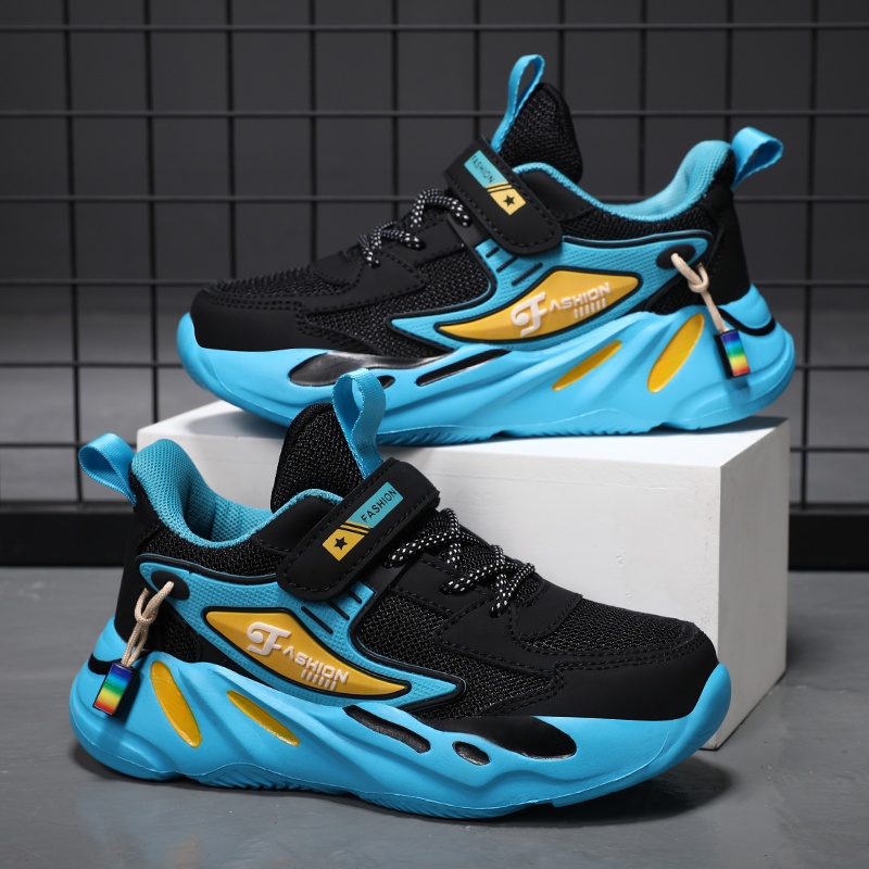 Giày Thể Thao Bóng Rổ Đế Mềm Thoáng Khí Quai Dán Thời Trang Cho Bé Trai