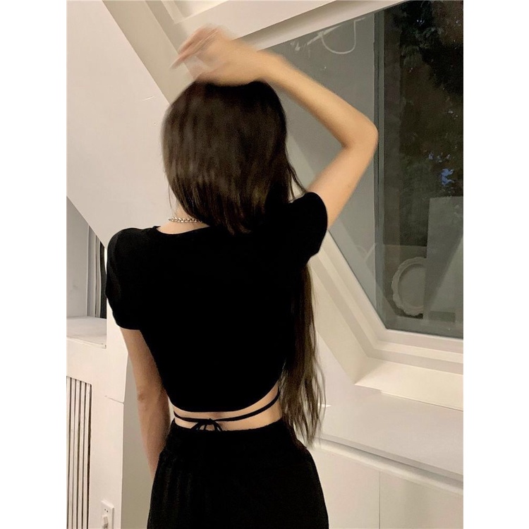 ZHELIHANGFEI Áo Croptop Tay Ngắn Hoạ Tiết In Thiết Kế Quyến Rũ