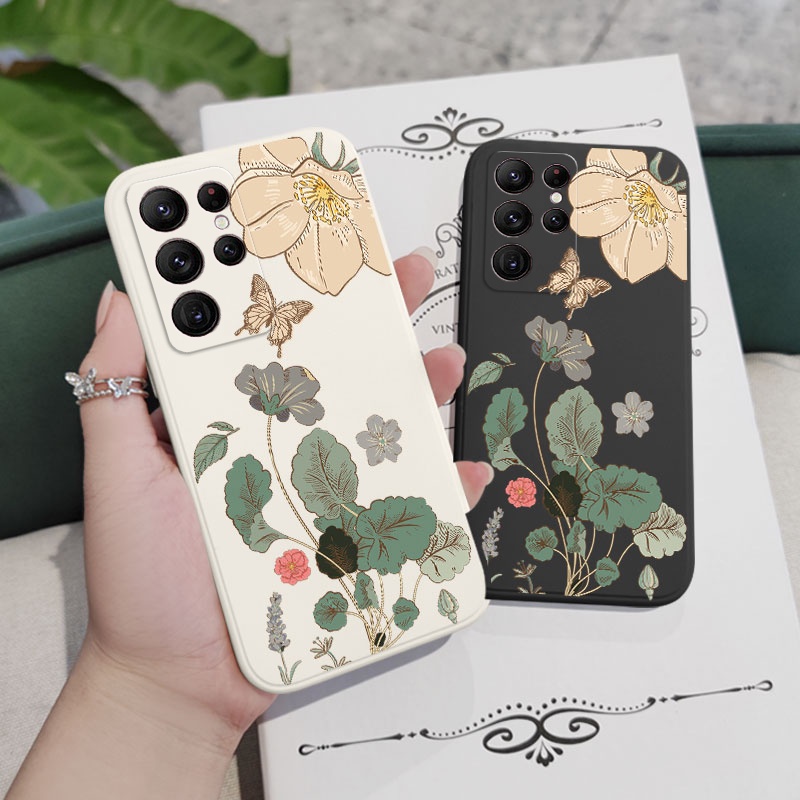 Ôp Điện Thoại Họa Tiết Hoa Thời Trang Cho samsung galaxy s23 s22 fe ultra plus Ốp