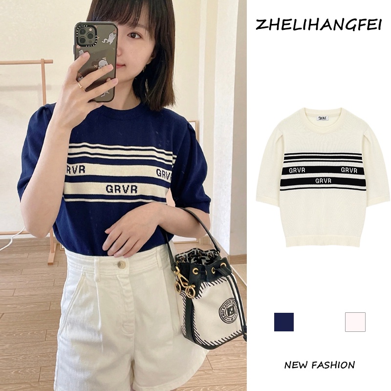 ZHELIHANGFEI Áo Dệt Kim Tay Ngắn Dáng Rộng Phong Cách Thời Trang Hàn Quốc