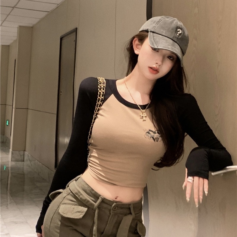 ZHELIHANGFEI Áo Thun Tay Dài Màu Sắc Thời Trang Dành Cho Nữ