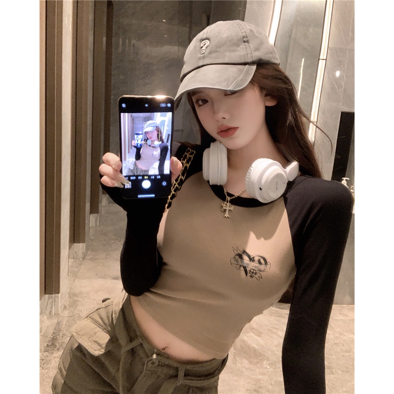 ZHELIHANGFEI Áo Thun Tay Dài Màu Sắc Thời Trang Dành Cho Nữ